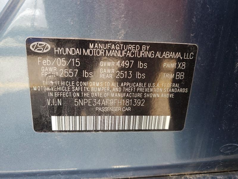 2015 Hyundai Sonata მანქანა იყიდება აუქციონზე, vin: 5NPE34AF9FH181392, აუქციონის ნომერი: 76296015