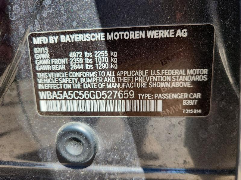55476266 :رقم المزاد ، WBA5A5C56GD527659 vin ، 2016 Bmw 528 مزاد بيع