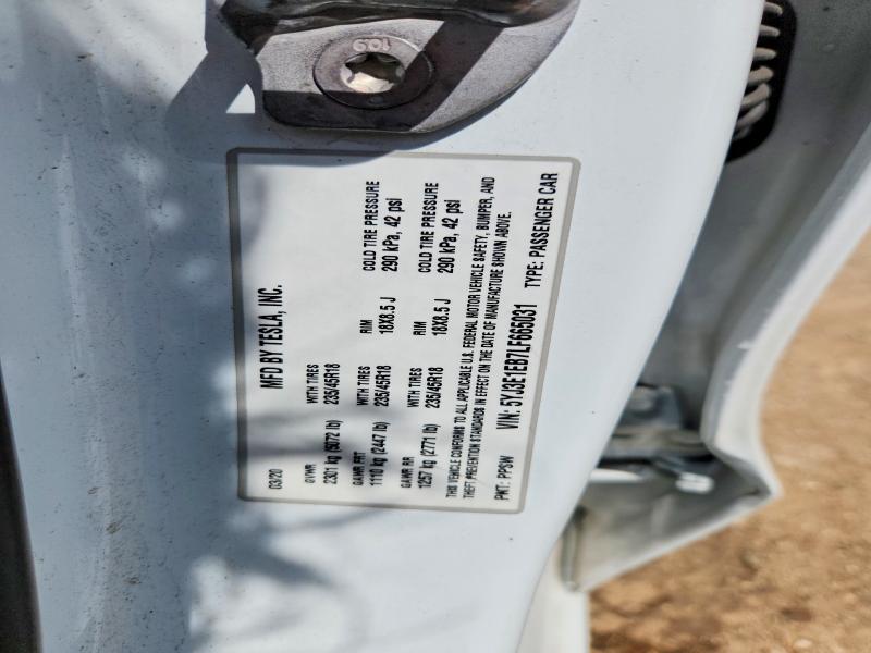 2020 Tesla Model 3 მანქანა იყიდება აუქციონზე, vin: 5YJ3E1EB7LF665031, აუქციონის ნომერი: 57358226