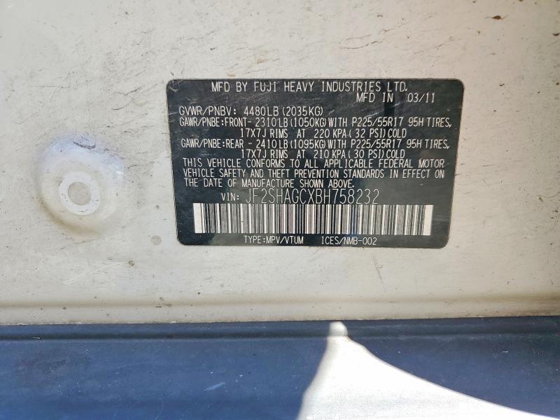 Aukcja sprzedaży 2011 Subaru Forester, vin: JF2SHAGCXBH758232, numer aukcji: 56843706