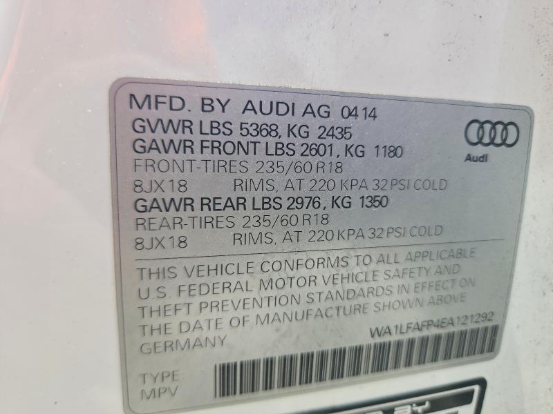 Aukcja sprzedaży 2014 Audi Q5, vin: WA1LFAFP4EA121292, numer aukcji: 56271316