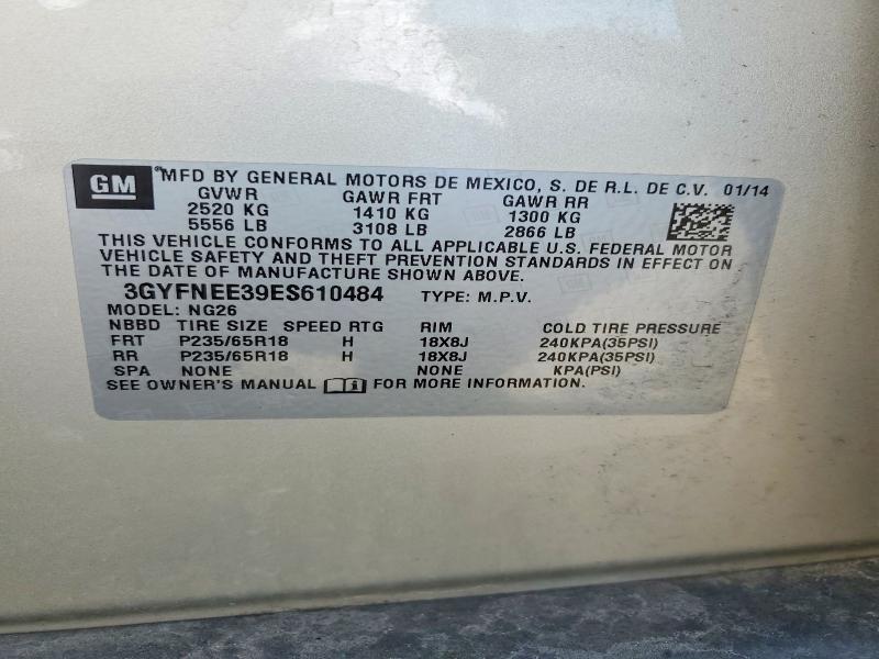 56747776 :رقم المزاد ، 3GYFNEE39ES610484 vin ، 2014 Cadillac Srx مزاد بيع