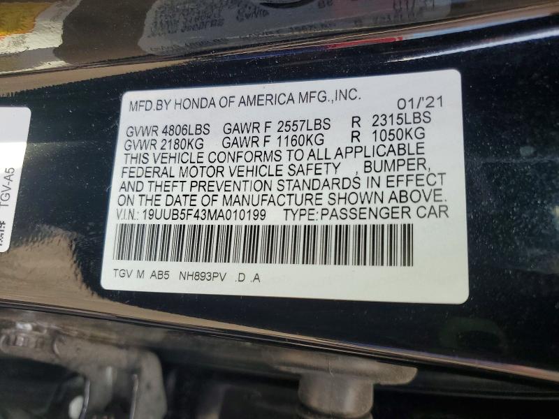 2021 Acura Tlx მანქანა იყიდება აუქციონზე, vin: 19UUB5F43MA010199, აუქციონის ნომერი: 56278026
