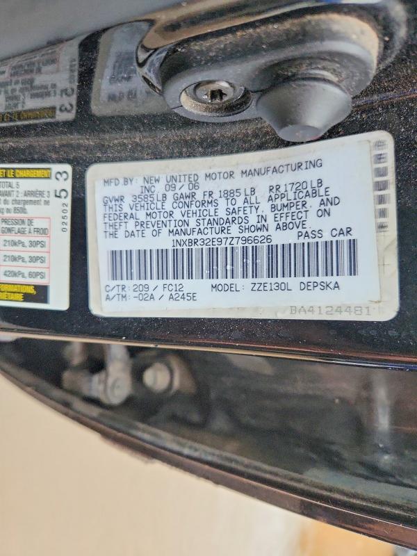 Aukcja sprzedaży 2007 Toyota Corolla, vin: 1NXBR32E97Z796626, numer aukcji: 56677506