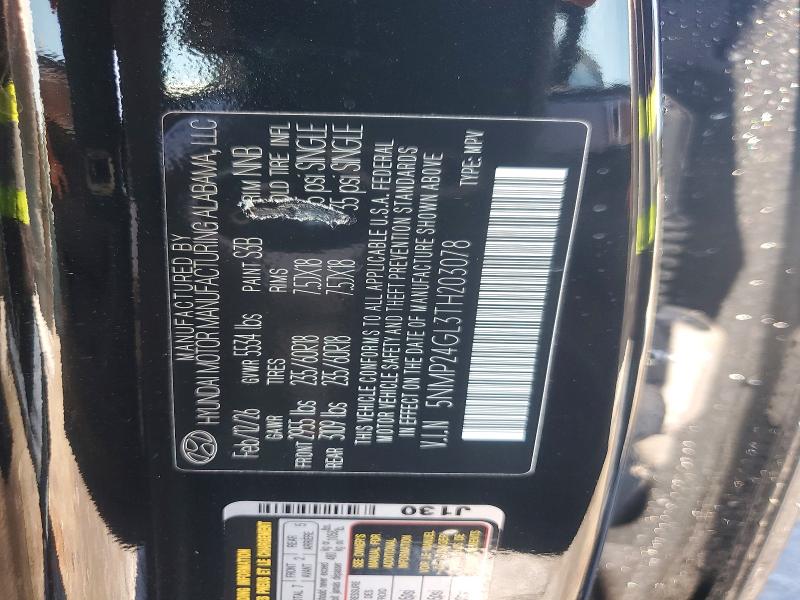 2026 Hyundai Santa Fe მანქანა იყიდება აუქციონზე, vin: 5NMP24GL3TH203078, აუქციონის ნომერი: 58738586
