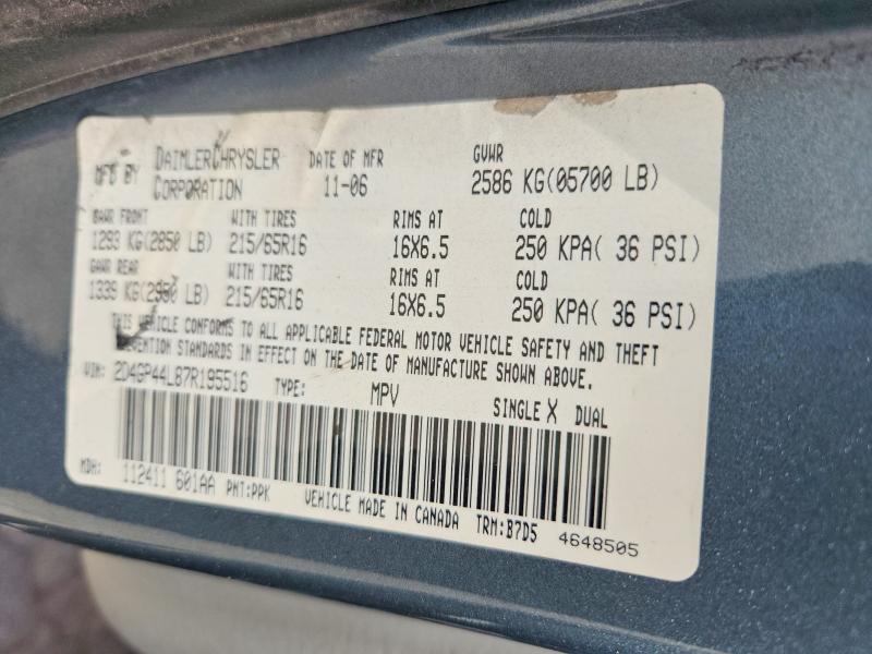 Продаж на аукціоні авто 2007 Dodge Grand Caravan, vin: 2D4GP44L87R195516, номер лоту: 56810476