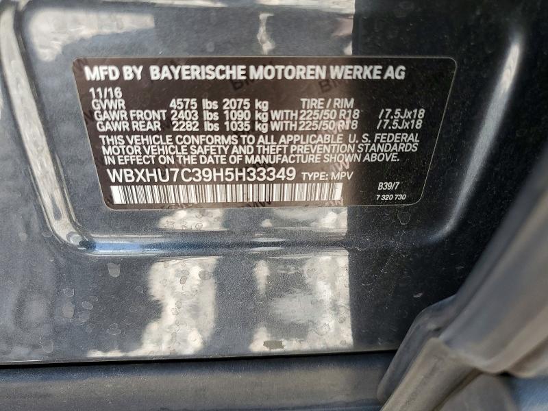 57176436 :رقم المزاد ، WBXHU7C39H5H33349 vin ، 2017 Bmw X1 مزاد بيع