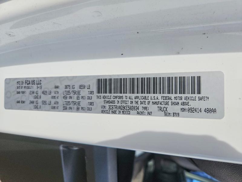 Aukcja sprzedaży 2019 Ram Promaster 1500, vin: 3C6TRVAG9KE502034, numer aukcji: 56984246