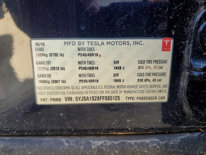 Продажа на аукционе авто 2015 Tesla Model S, vin: 5YJSA1S28FF085125, номер лота: 56652366