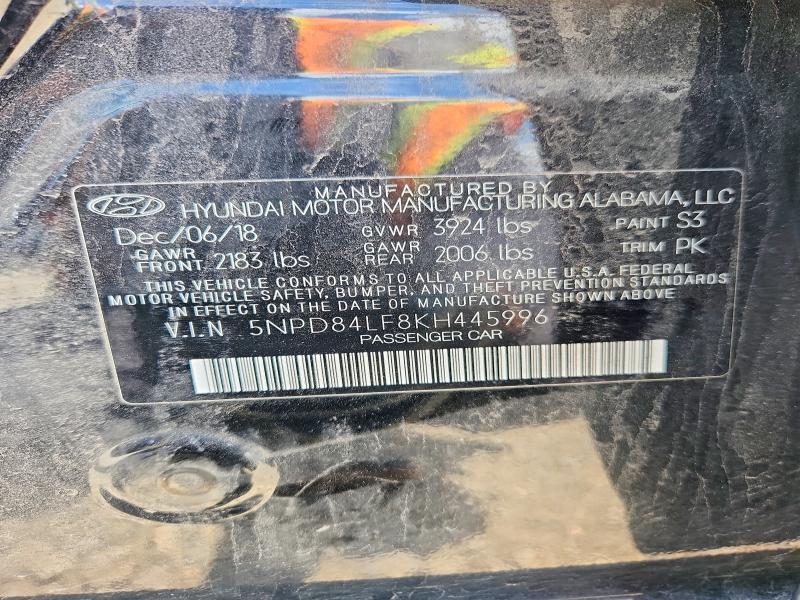 57542586 :رقم المزاد ، 5NPD84LF8KH445996 vin ، 2019 Hyundai Elantra مزاد بيع