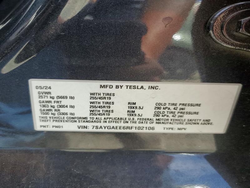 Aukcja sprzedaży 2024 Tesla Model Y, vin: 7SAYGAEE6RF102106, numer aukcji: 55864906