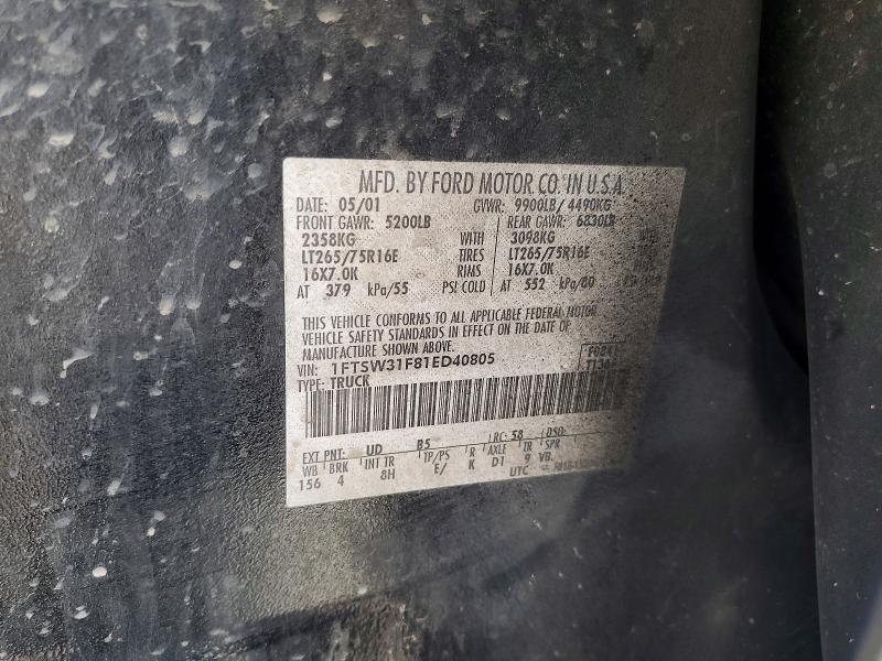 Продажа на аукционе авто 2001 Ford F350, vin: 1FTSW31F81ED40805, номер лота: 57752496