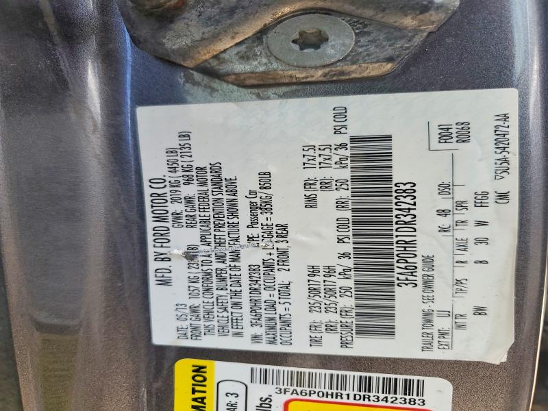 2013 Ford Fusion მანქანა იყიდება აუქციონზე, vin: 3FA6P0HR1DR342383, აუქციონის ნომერი: 56054446