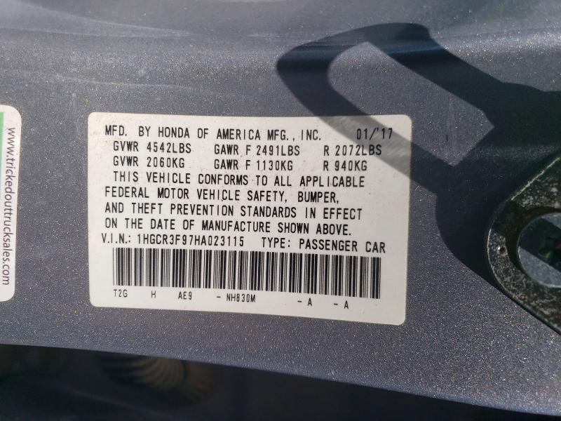 Продаж на аукціоні авто 2017 Honda Accord, vin: 1HGCR3F97HA023115, номер лоту: 57424496