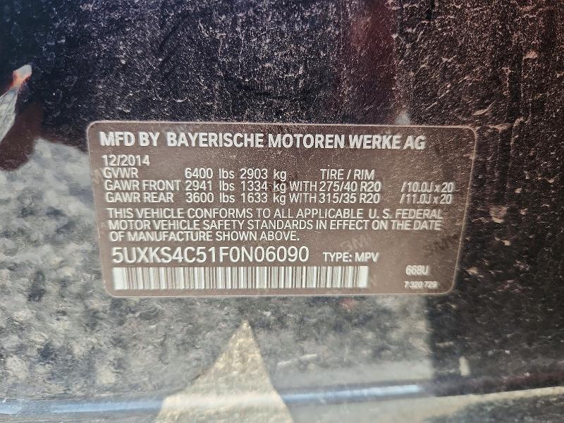 2015 Bmw X5 მანქანა იყიდება აუქციონზე, vin: 5UXKS4C51F0N06090, აუქციონის ნომერი: 59537026