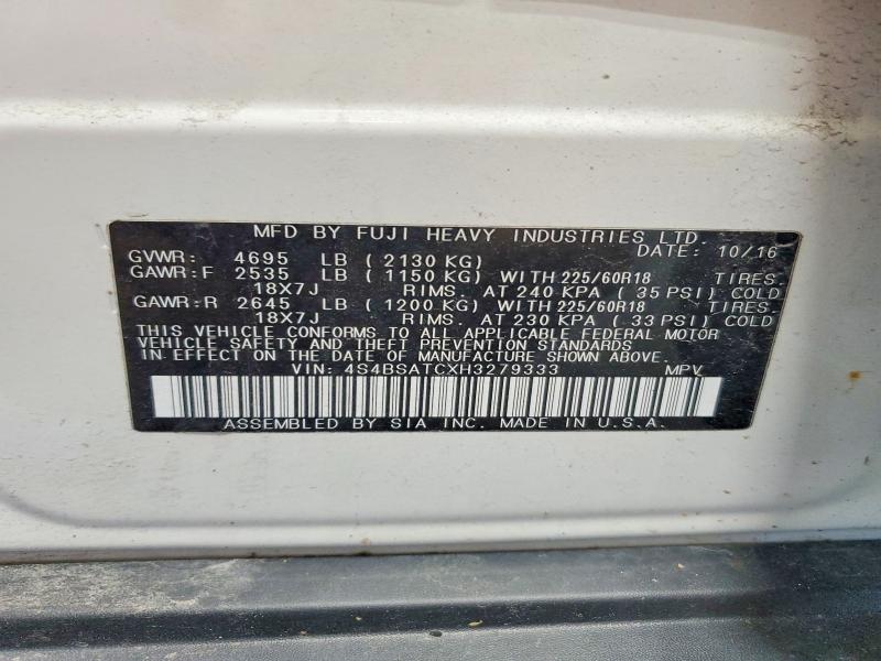 Продаж на аукціоні авто 2017 Subaru Outback, vin: 4S4BSATCXH3279333, номер лоту: 58632976