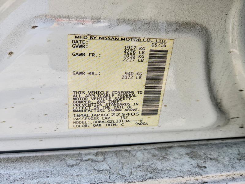 2016 Nissan Altima მანქანა იყიდება აუქციონზე, vin: 1N4AL3APXGC225405, აუქციონის ნომერი: 55621376