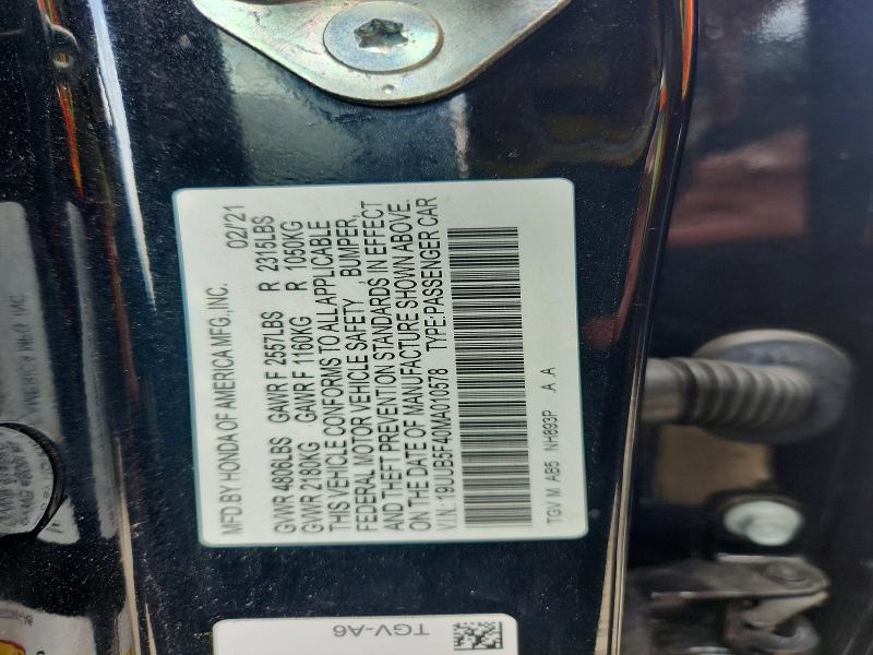 55781856 :رقم المزاد ، 19UUB5F40MA010578 vin ، 2021 Acura Tlx مزاد بيع