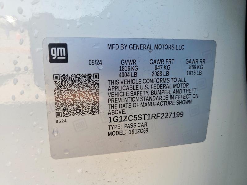 Продажа на аукционе авто 2024 Chevrolet Malibu, vin: 1G1ZC5ST1RF227199, номер лота: 53800956