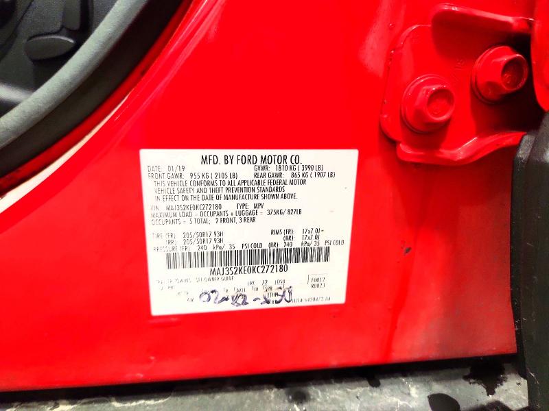 55576406 :رقم المزاد ، MAJ3S2KE0KC272180 vin ، 2019 Ford Ecosport مزاد بيع