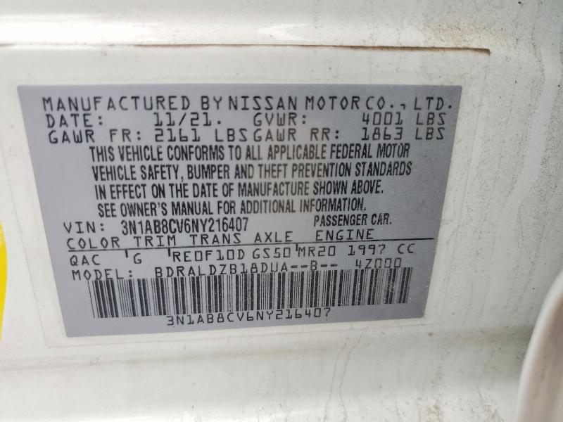 Продаж на аукціоні авто 2022 Nissan Sentra, vin: 3N1AB8CV6NY216407, номер лоту: 58606786