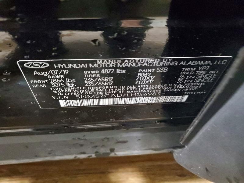 Auction sale of the 2020 Hyundai Santa Fe, vin: 5NMS2CAD7LH156983, lot number: 54783866