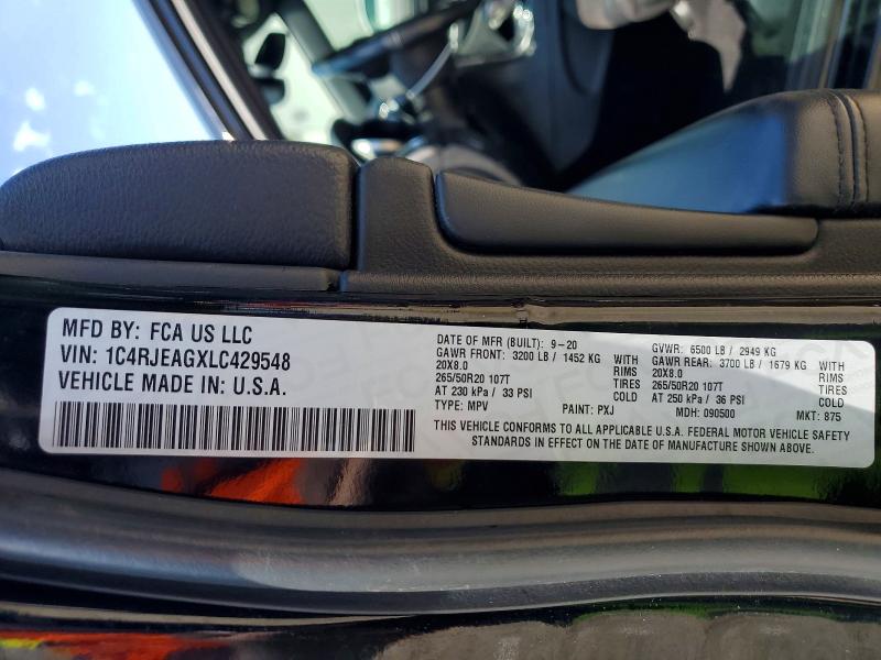 55732446 :رقم المزاد ، 1C4RJEAGXLC429548 vin ، 2020 Jeep Grand Cherokee مزاد بيع
