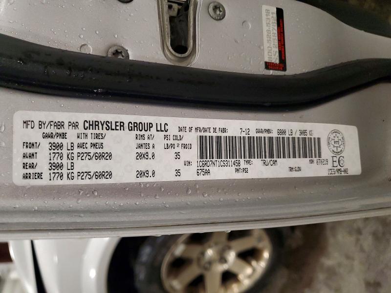 Продаж на аукціоні авто 2012 Dodge Ram 1500, vin: 1C6RD7NT1CS311458, номер лоту: 57743546