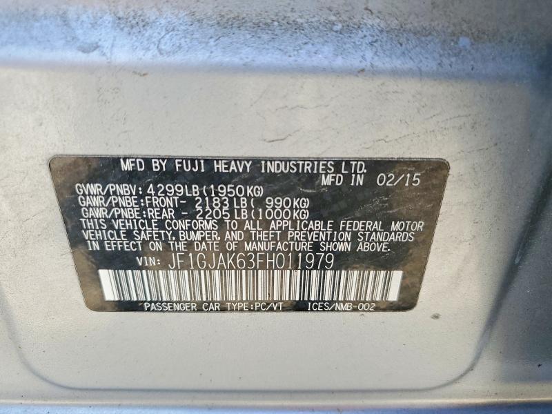 Продаж на аукціоні авто 2015 Subaru Impreza, vin: JF1GJAK63FH011979, номер лоту: 56408016