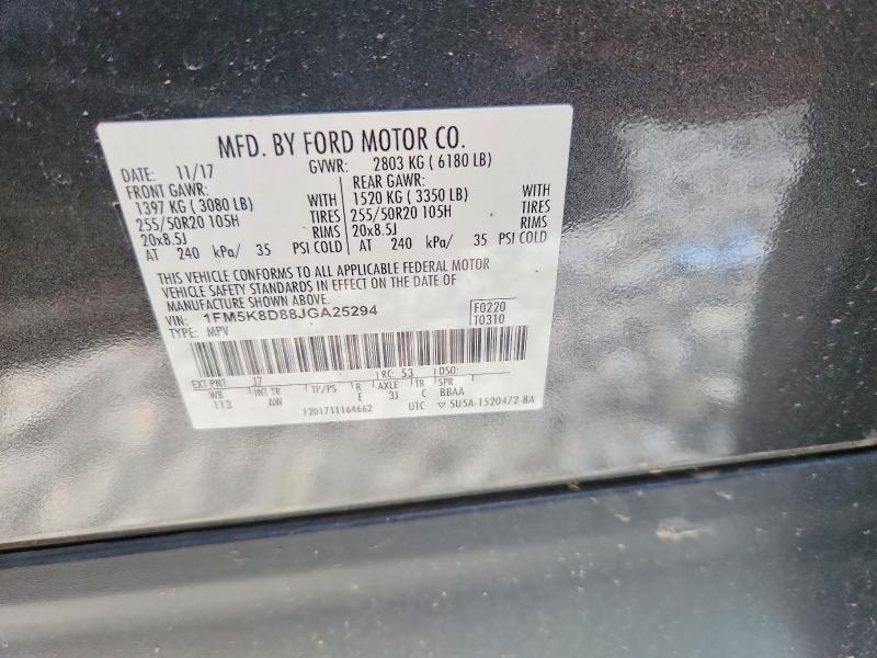 Продажа на аукционе авто 2018 Ford Explorer, vin: 1FM5K8D88JGA25294, номер лота: 59082746