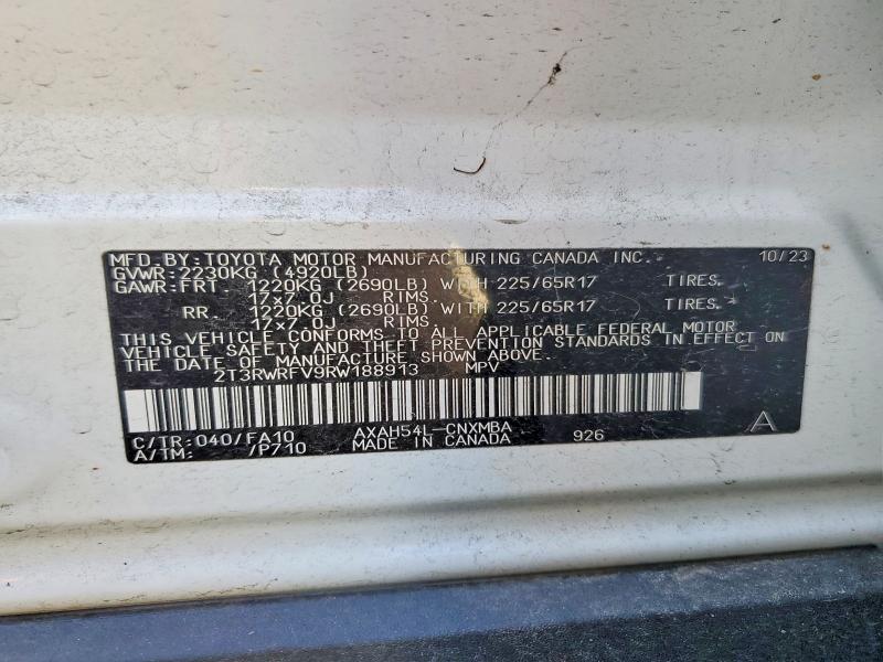 Продажа на аукционе авто 2024 Toyota Rav4 Hybrid, vin: 2T3RWRFV9RW188913, номер лота: 55569756