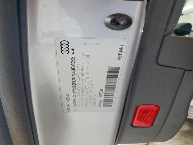 57931146 :رقم المزاد ، WAUABAF44MA057085 vin ، 2021 Audi A4 مزاد بيع