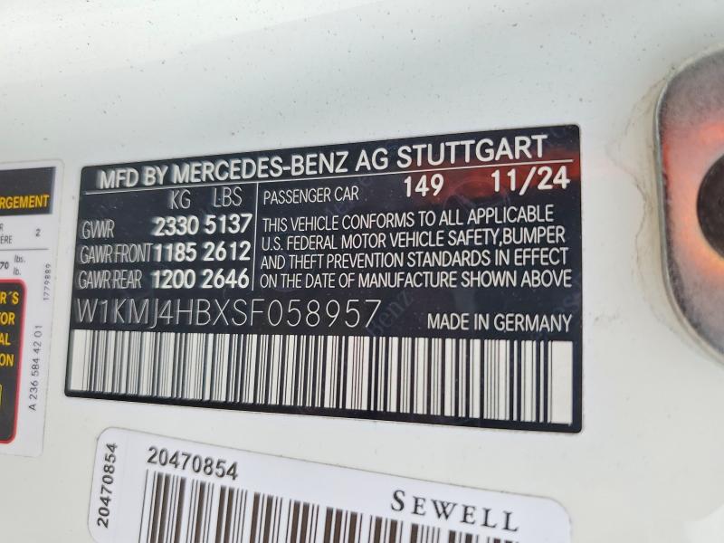 Продаж на аукціоні авто 2025 Mercedes-benz Cle, vin: W1KMJ4HBXSF058957, номер лоту: 57292176