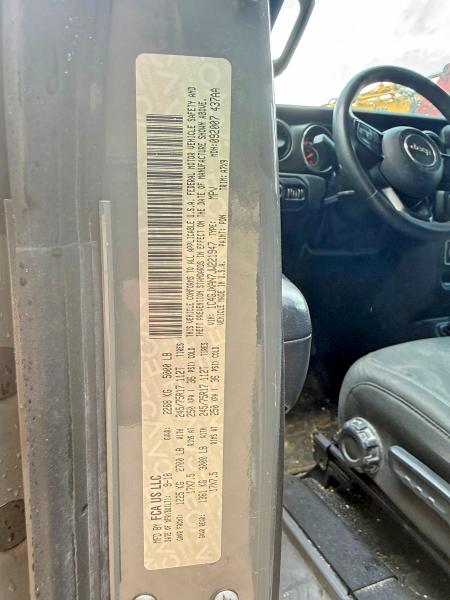 2018 Jeep Wrangler მანქანა იყიდება აუქციონზე, vin: 1C4GJXAN7JW221947, აუქციონის ნომერი: 58001996