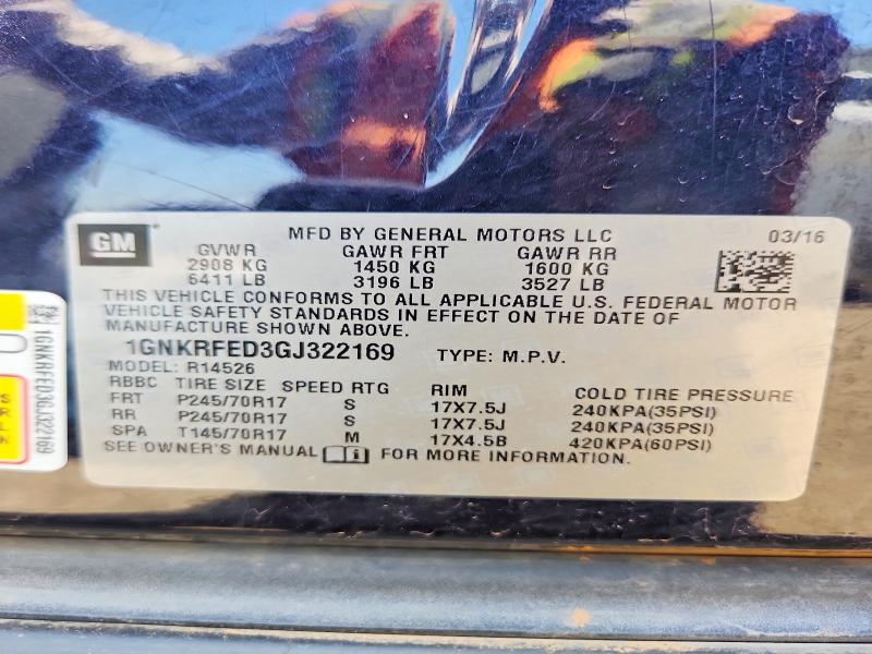 Auction sale of the 2016 Chevrolet Traverse, vin: 1GNKRFED3GJ322169, lot number: 57266006