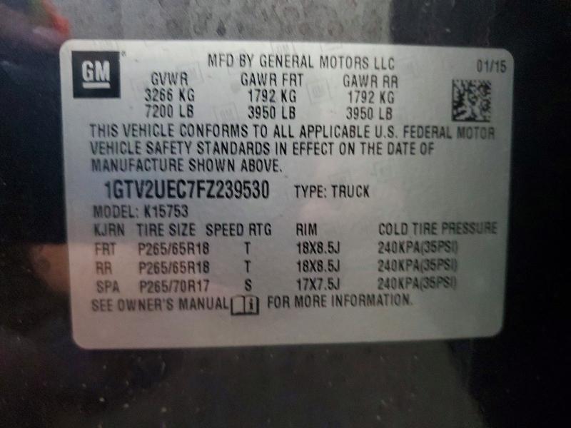 56495536 :رقم المزاد ، 1GTV2UEC7FZ239530 vin ، 2015 Gmc Sierra مزاد بيع