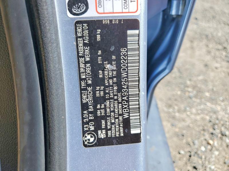 Продаж на аукціоні авто 2005 Bmw X3, vin: WBXPA93425WD02236, номер лоту: 55662226