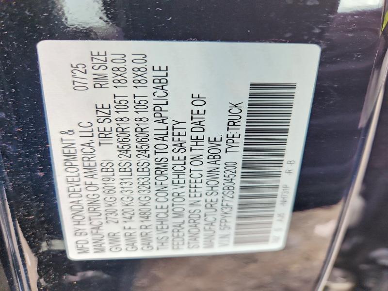 Продажа на аукционе авто 2025 Honda Ridgeline, vin: 5FPYK3F72SB045200, номер лота: 58137926