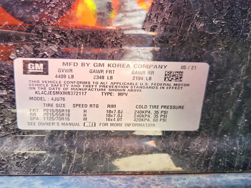 Aukcja sprzedaży 2021 Buick Encore, vin: KL4CJESMXMB372117, numer aukcji: 55494486