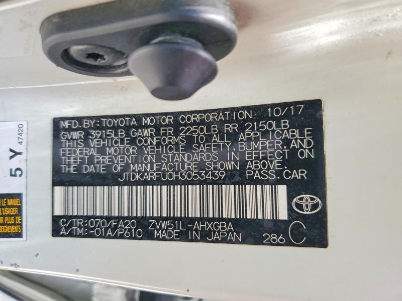 Продаж на аукціоні авто 2017 Toyota Prius, vin: JTDKARFU0H3053439, номер лоту: 56806386