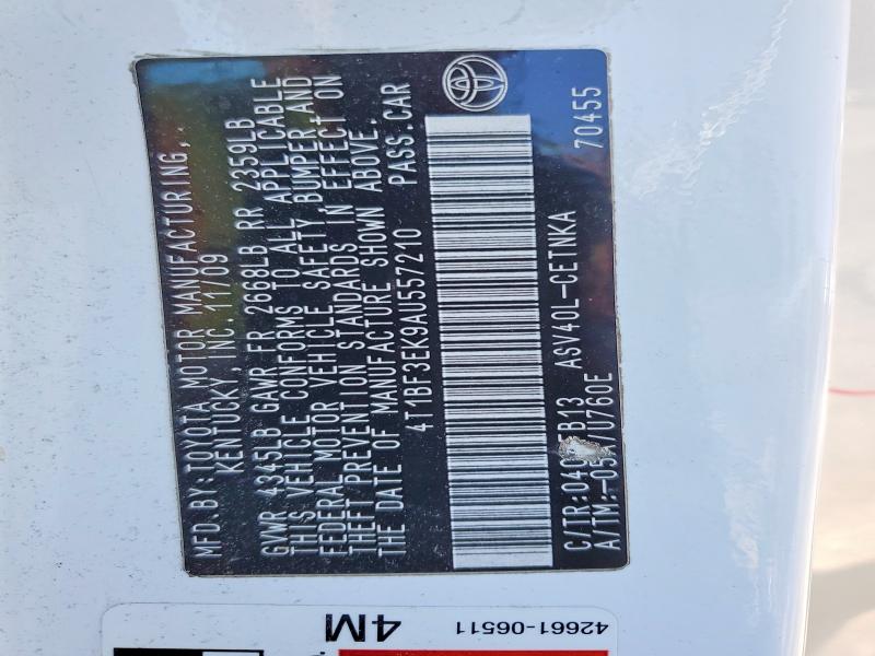 2010 Toyota Camry მანქანა იყიდება აუქციონზე, vin: 4T1BF3EK9AU557210, აუქციონის ნომერი: 57748906