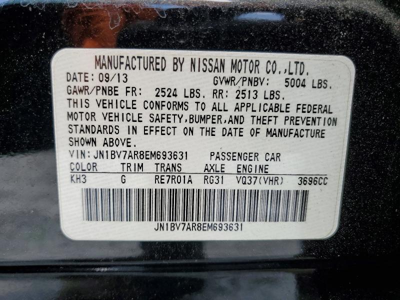 Продаж на аукціоні авто 2014 Infiniti Q50, vin: JN1BV7AR8EM693631, номер лоту: 55557906