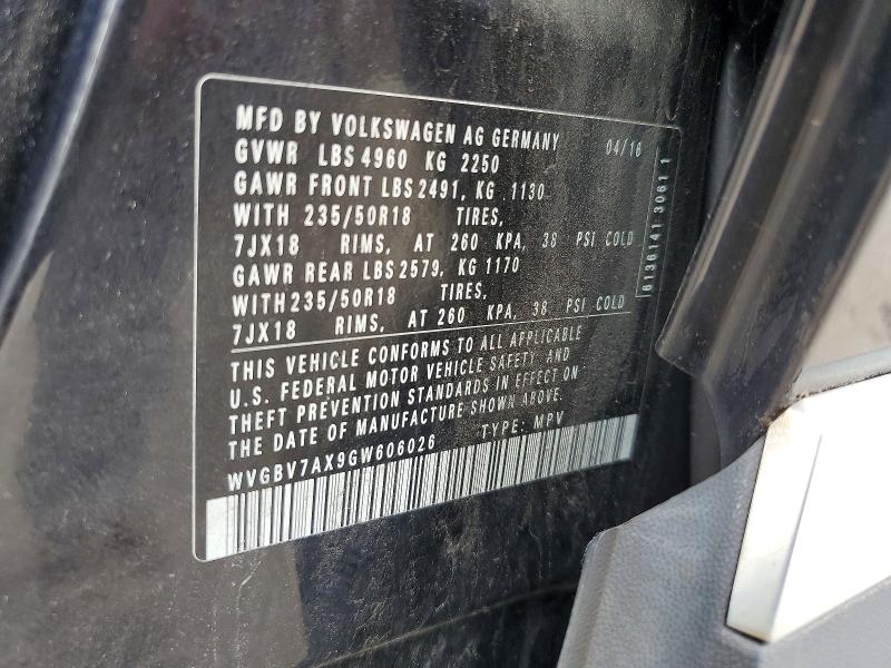 Продаж на аукціоні авто 2016 Volkswagen Tiguan, vin: WVGBV7AX9GW606026, номер лоту: 58154766