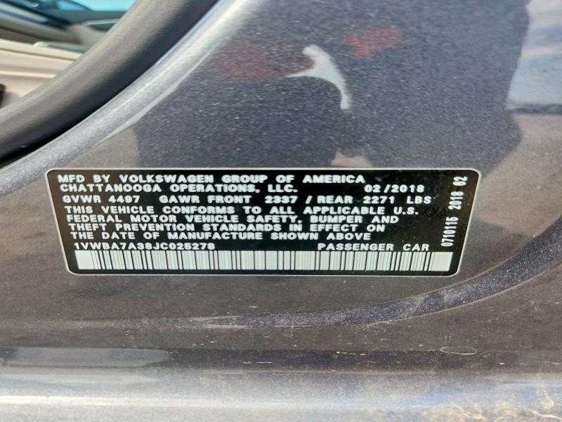 Aukcja sprzedaży 2018 Volkswagen Passat, vin: 1VWBA7A38JC025278, numer aukcji: 57905566