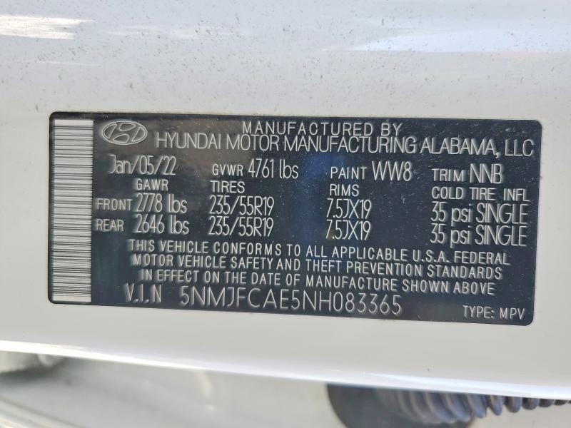 Продажа на аукционе авто 2022 Hyundai Tucson, vin: 5NMJFCAE5NH083365, номер лота: 59162366