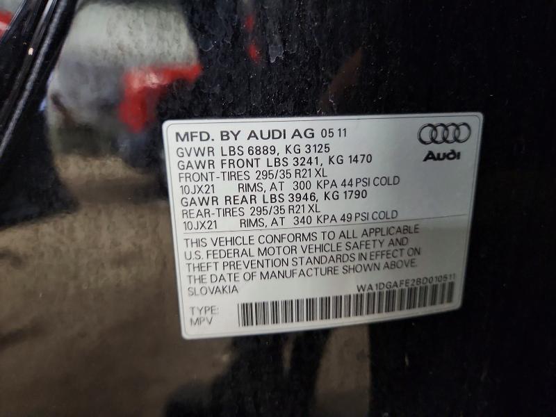 57514296 :رقم المزاد ، WA1DGAFE2BD010511 vin ، 2011 Audi Q7 مزاد بيع