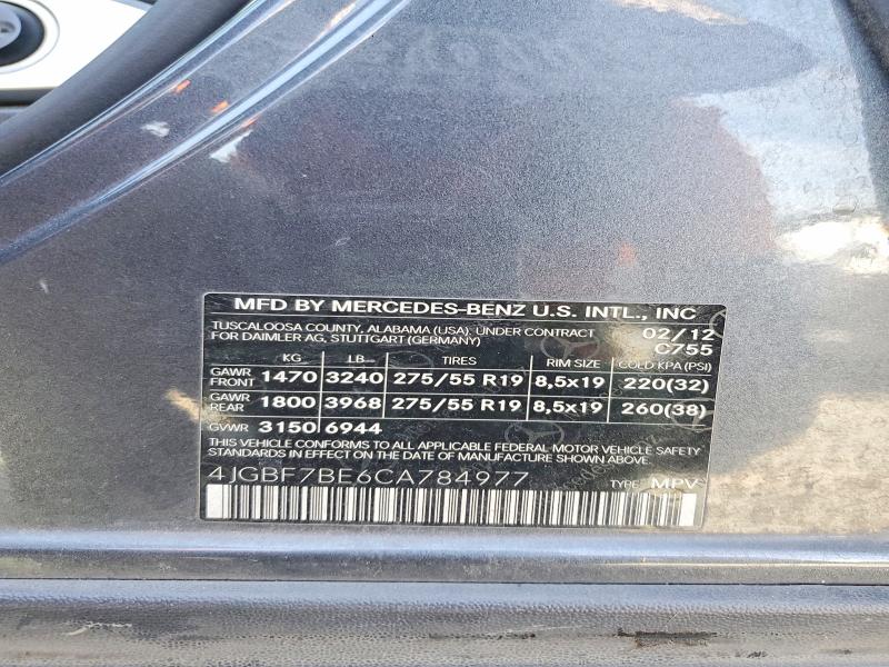 Aukcja sprzedaży 2012 Mercedes-benz Gl, vin: 4JGBF7BE6CA784977, numer aukcji: 55437746