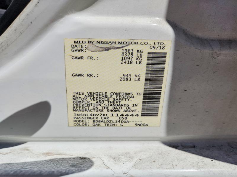 Aukcja sprzedaży 2019 Nissan Altima, vin: 1N4BL4BV2KC114444, numer aukcji: 55725226