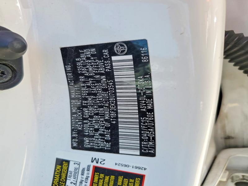 55784636 :رقم المزاد ، 4T1BF3EK2BU703545 vin ، 2011 Toyota Camry مزاد بيع