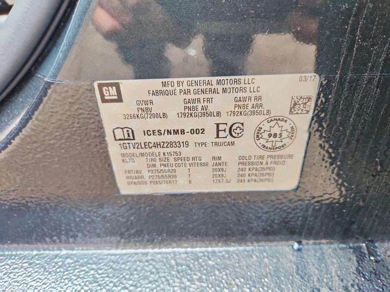 Aukcja sprzedaży 2017 Gmc Sierra, vin: 1GTV2LEC4HZ283319, numer aukcji: 55702026